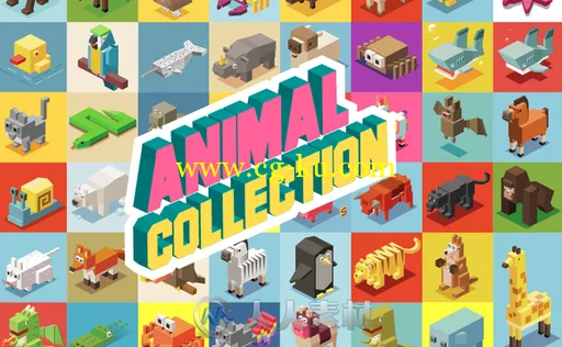 像素风格3D动物展示Ai模板Animals Isometric collection的图片1