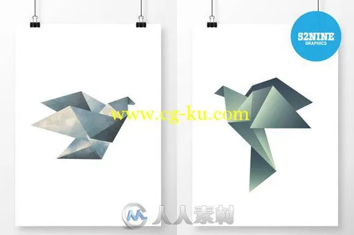 折纸矢量对象展示Ai模板Origami Vector Objects + Bonus!的图片2