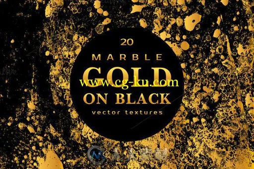 大理石金黑色矢量纹理平面素材MARBLE GOLD ON BLACK Vector Textures的图片2