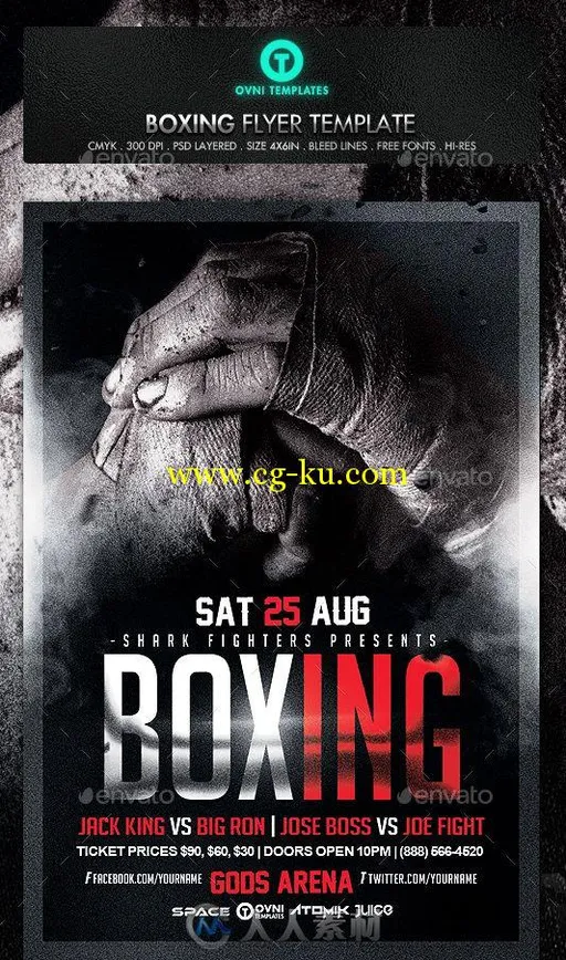 拳击比赛活动海报展示PSD模板boxing-fight-flyer-template-的图片1