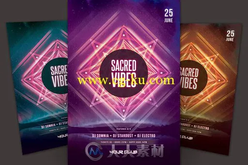 神圣感觉海报展示PSD模板Sacred Vibes Flyer的图片1