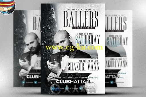 打球爱好者海报PSD模板CM - Ballers Flyer Template 481056的图片1