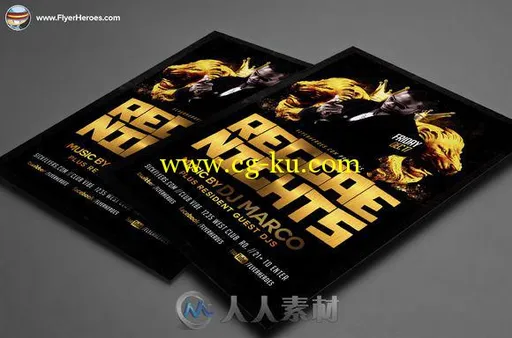 瑞格舞之夜海报PSD模板CM - Black & Gold Reggae Flyer Template 464635的图片2