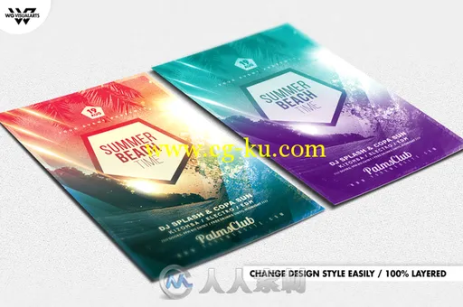 夏日沙滩活动海报展示PSD模板3in1 SUMMER BEACH Flyer Template 679953的图片3