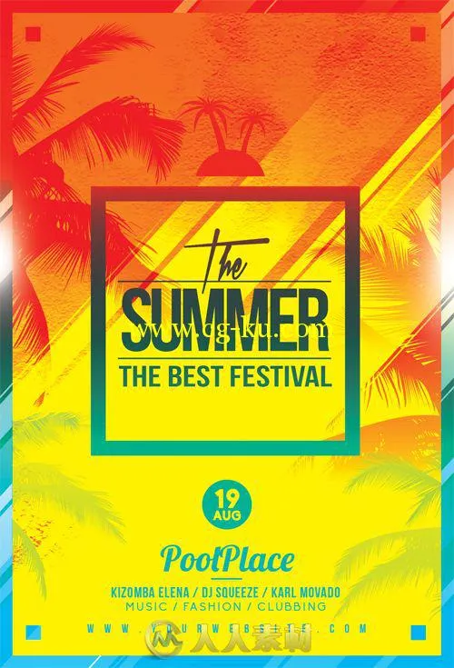 夏日海滩海报展示PSD模板SUMMER BEACH Flyer Template的图片1