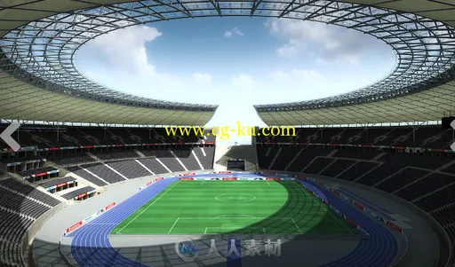 动画形式坐满观众足球场3Dmax模型TurboSquid - Soccer Stadium with animated fans的图片1