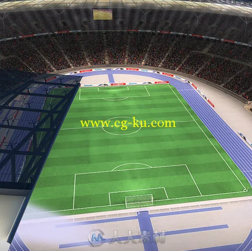 动画形式坐满观众足球场3Dmax模型TurboSquid - Soccer Stadium with animated fans的图片3