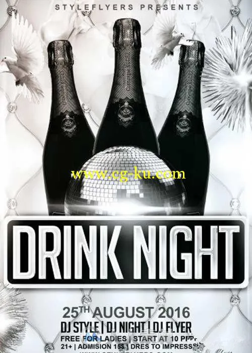 香槟之夜活动海报PSD模板Drink_Night_Flyer_PSD_Flyer_Template的图片1