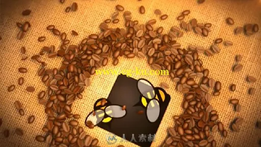 咖啡豆散落文字标志LOGO演绎AE模板 Coffee Beans Logo的图片2