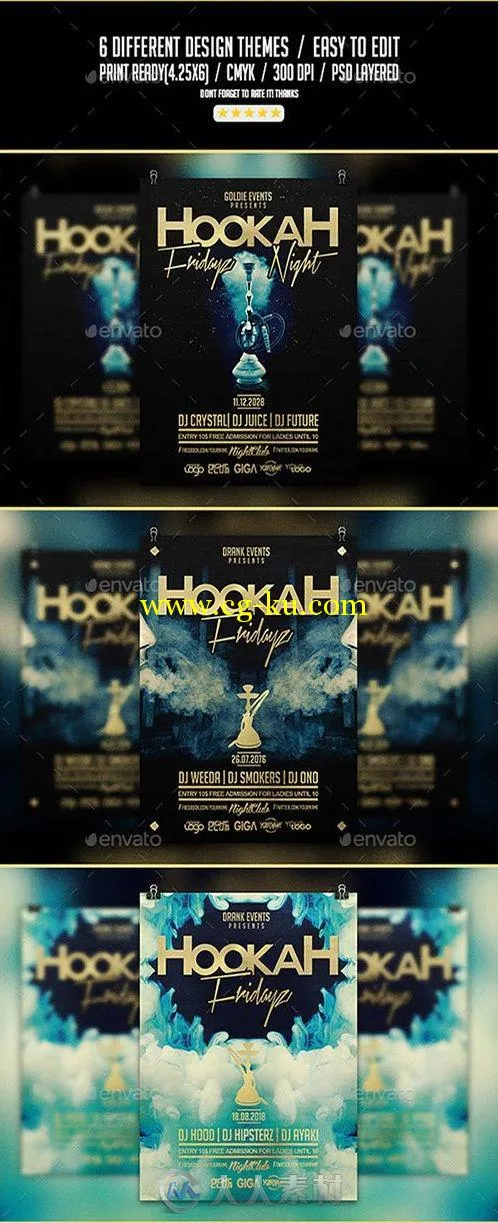 水烟之夜活动海报PSD模板hookah-fridayz-night-party-psd-flyer-template的图片2