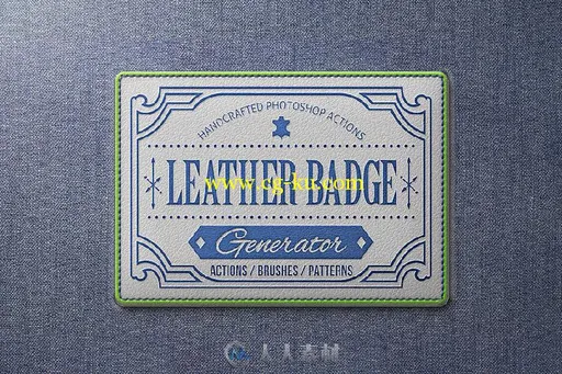 皮革材质徽章展示PSD模板Leather_Badge_Generator_-_Photoshop_Actions的图片2