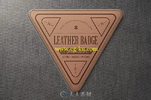 皮革材质徽章展示PSD模板Leather_Badge_Generator_-_Photoshop_Actions的图片3