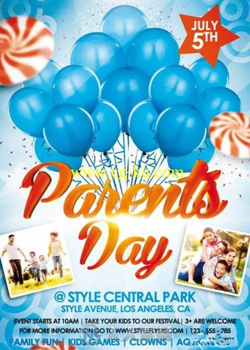 父母快乐的一天活动海报PSD模板Parents_Day_PSD_Flyer_Template的图片1