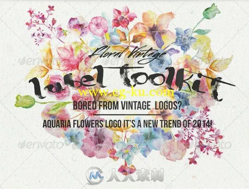 时髦标签花卉制作素材PSD模板 Trendy Vintage Floral Labels Toolkit的图片1