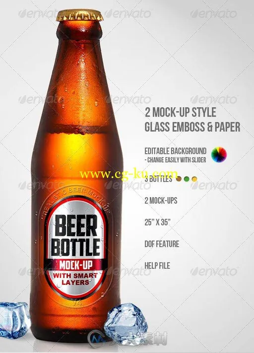 啤酒玻璃瓶展示PSD模板第四版Beer_Bottle_Mock-Up_V4的图片1