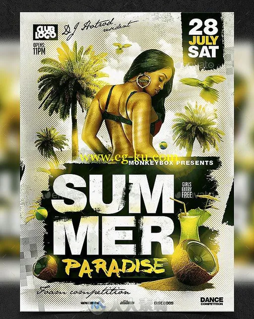 夏日天堂活动海报PSD模板summer-paradise-flyer的图片1