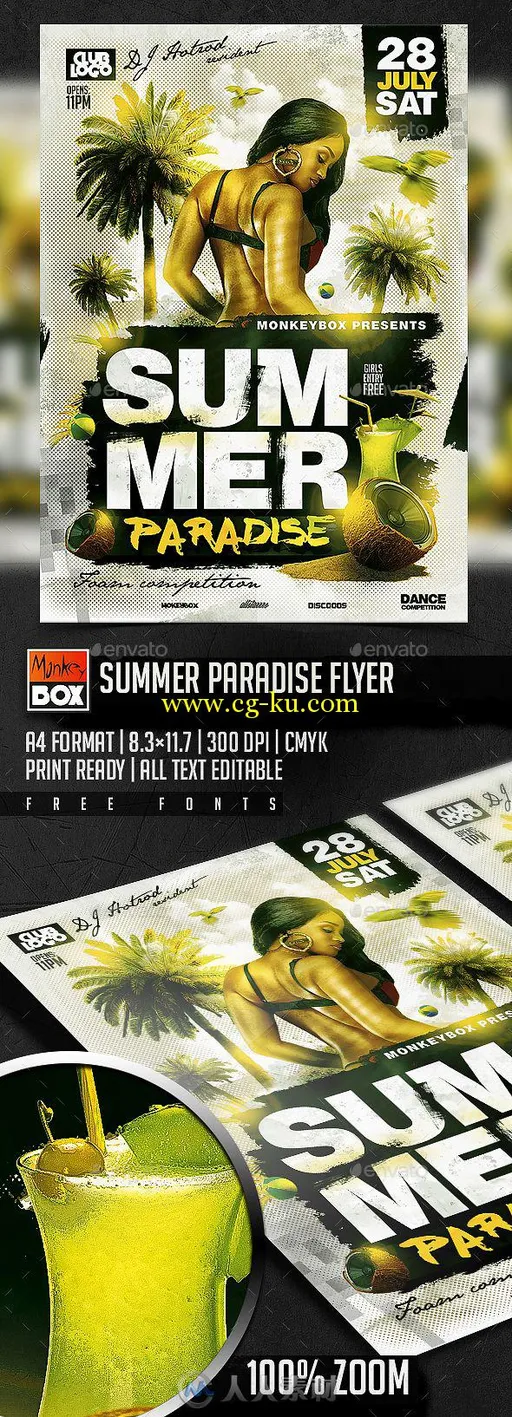 夏日天堂活动海报PSD模板summer-paradise-flyer的图片2