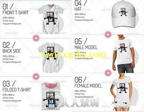 时尚T恤帽子展示PSD模板合辑Fashion Bundle - x3 T-shirt x2 Models Hat 2758293的图片1