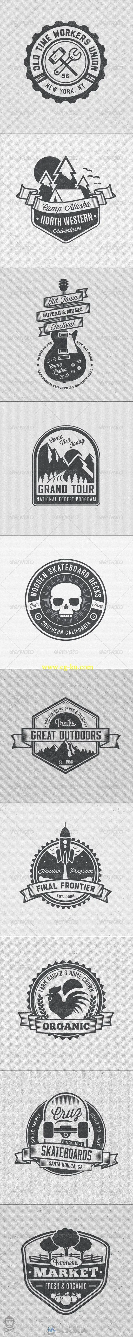 复古风格徽标和LOGO展示PSD模板第四版Vintage Style Badges and Logos Vol 4的图片2