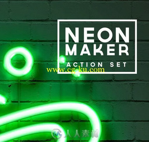 霓虹灯效果文字制作PSD字模-neon-maker-action-set的图片1