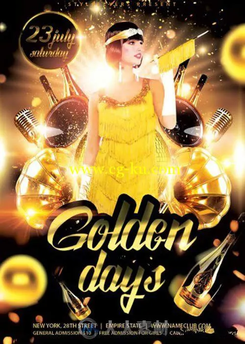 纸醉金迷活动海报PSD模板golden days retro party的图片1