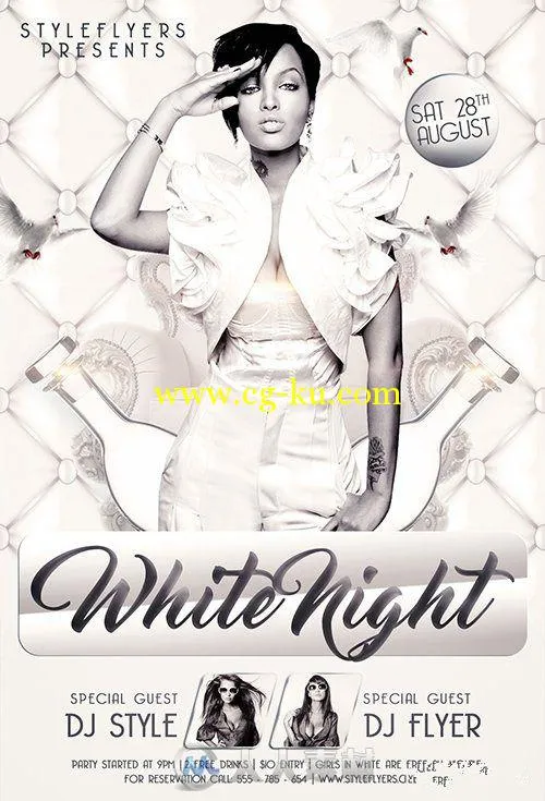 白色之夜派对活动海报PSD模板white_night_party_PSD_Flyer_Template的图片1