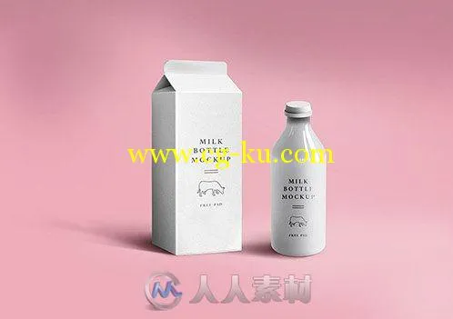 白色牛奶包装展示PSD模板PSD Mock-Up - Milk Packaging的图片1