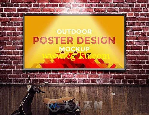 砖墙广告展示PSD模板 Mock-Up - Outdoor Poster Design的图片1