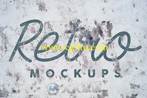 垃圾墙复古文字展示PSD模板PSD Mock-Ups - Grunge Wall Retro的图片1