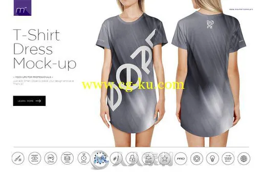 T恤衫裙衫真人展示PSD模板T-shirt_Dress_Mock-up的图片1