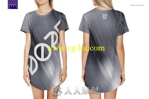 T恤衫裙衫真人展示PSD模板T-shirt_Dress_Mock-up的图片2