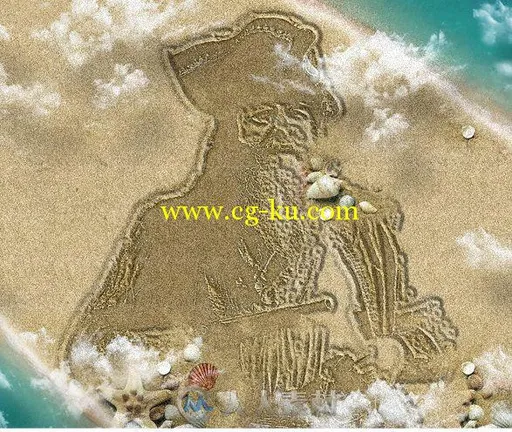 沙滩平面人物肖像特效PS动作Draw in Sand Photoshop Action 16544305的图片1