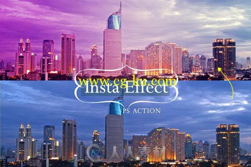 红紫色照片调色PS动作Insta Effect PS Action 39234的图片1