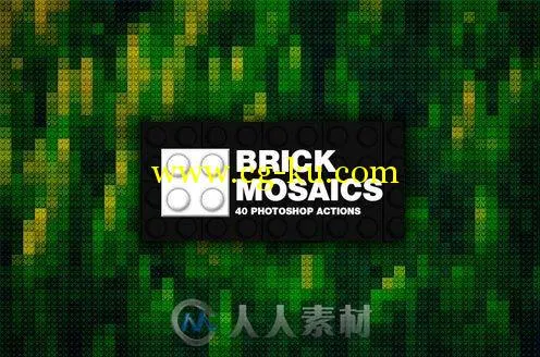 40款像素风格处理特效PS动作40 Brick Mosaics Actions的图片2