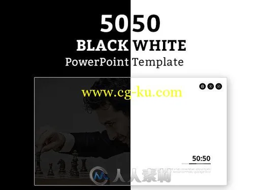 50：50黑白对半PPT模板5050 PowerPoint Template 12948281的图片2