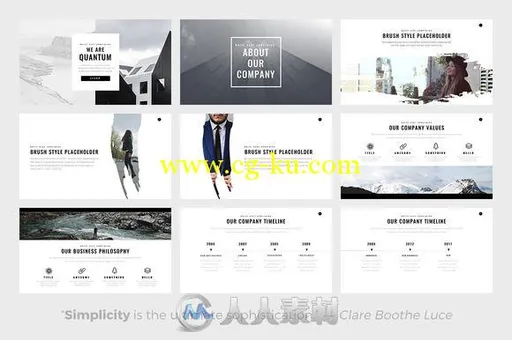 量子简洁PPT模板CM - Quantum Minimal Powerpoint Template 617653的图片1