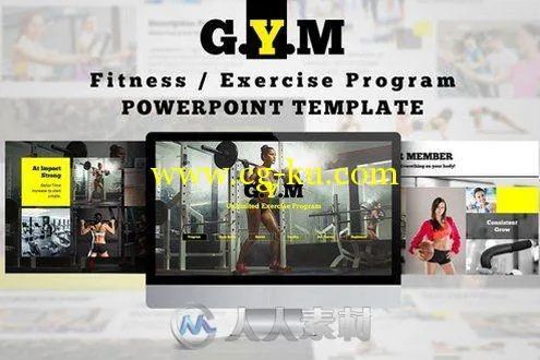 运动健身PPT模板Fitness Center Powerpoint Template的图片2