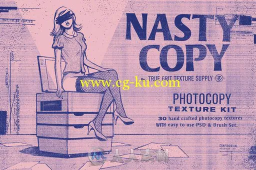 图像复印效果PSD模板套件NASTY COPY Photocopy Texture Kit的图片1