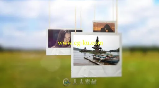 挂式相册幻灯片展示AE模板 Videohive Hanging Polaroids的图片1