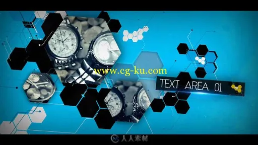 创意六角形显示文字字幕标题动画AE模板 Videohive Hexagon Template的图片1
