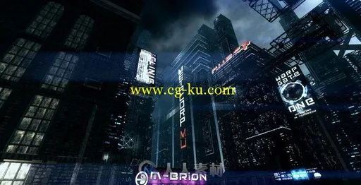 unity3d游戏场景模型超精美黑夜城市3D模型的图片1