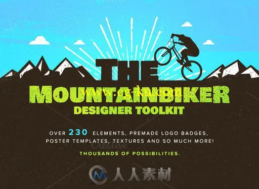 自行车登山标志制作套件PSD模板The Mountainbiker -Designer Logo Kit的图片1