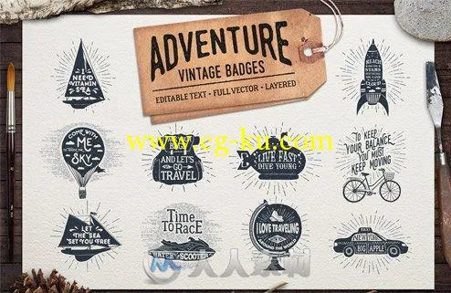 复古冒险矢量图标ADVENTURE VINTAGE BADGES (part 2)的图片2