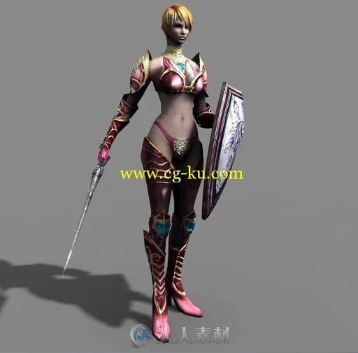 unity3d游戏角色模型高精度女战士3D模型的图片1