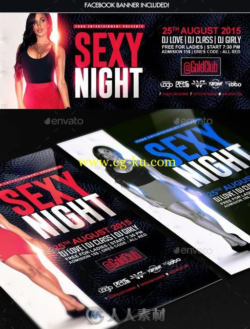 多彩魅惑之夜活动海报PSD模板10492537-sexy-red-black-and-white-night-flyer-temp的图片1