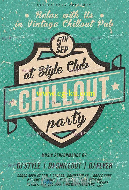 休闲聚会活动海报展示PSD模板Chillout Party PSD Flyer Template + Facebook Cover的图片1