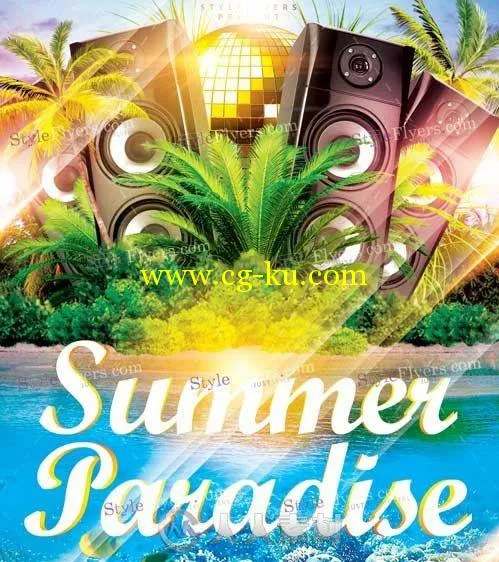 夏日乐园宣传海报展示PSD模板Summer_Paradise_Flyer的图片1