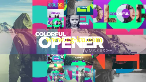 时尚快速切换照片幻灯片展示AE模板 Videohive Colorful Opener 17049894的图片1