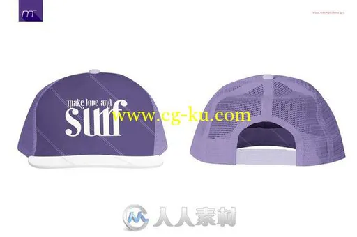 蓝紫色卡车司机帽展示PSD模板Trucker Cap Mock-up的图片2