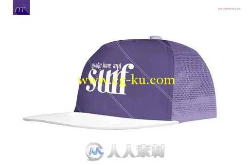 蓝紫色卡车司机帽展示PSD模板Trucker Cap Mock-up的图片3